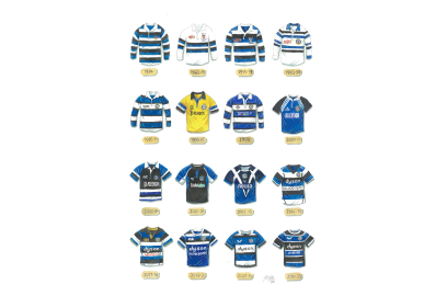 Bath Rugby Union Retro Shirts Wall Art Print